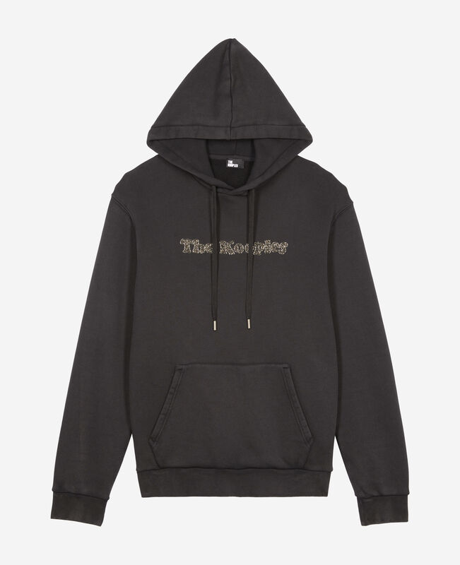 The Kooples HOMME BLACK WASHED sweatshirt logo à capuche noir