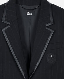 The Kooples FEMME BLACK veste à rayures tennis en laine mélangée noire