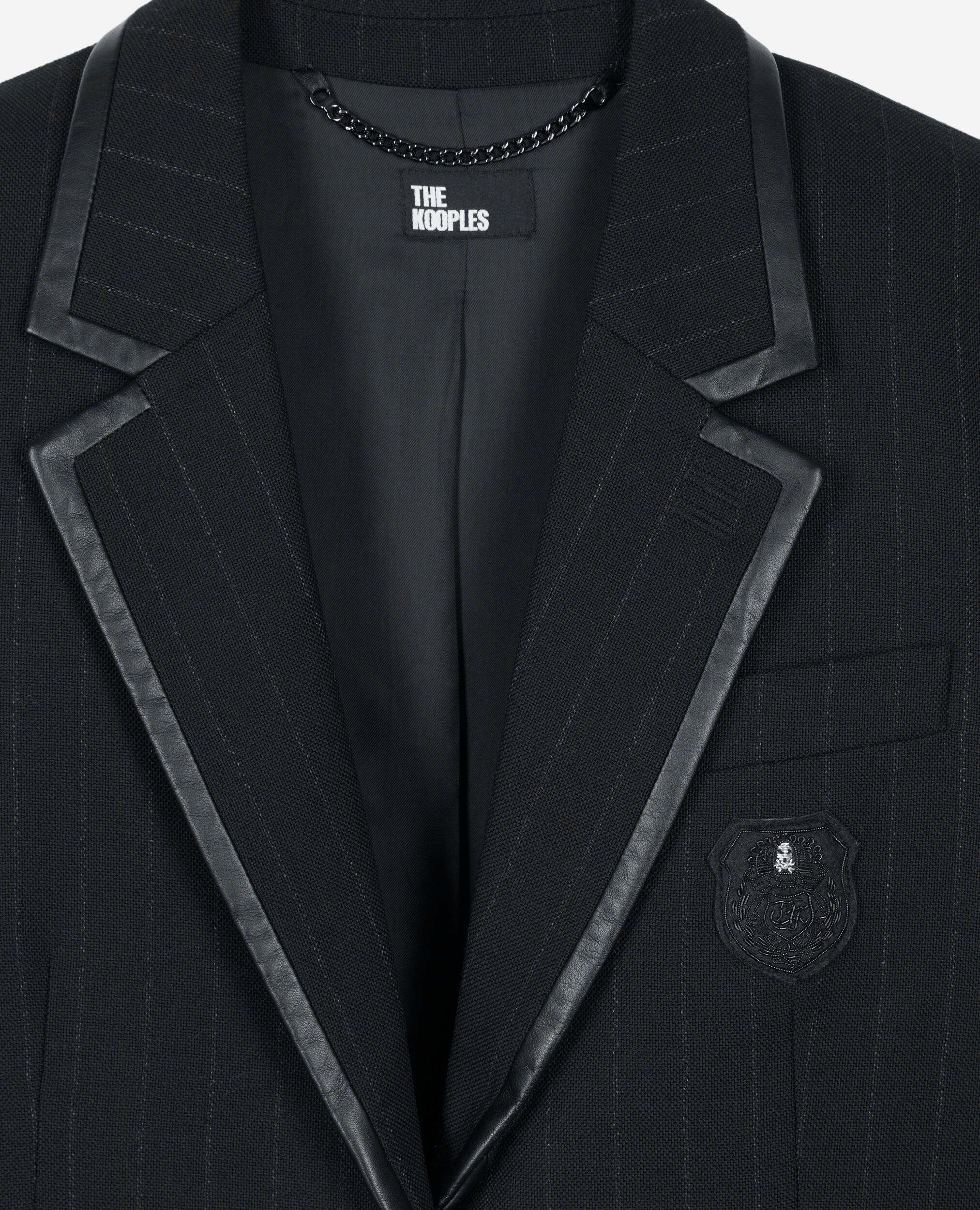 Veste à rayures tennis en laine mélangée noire, BLACK, hi-res image number null