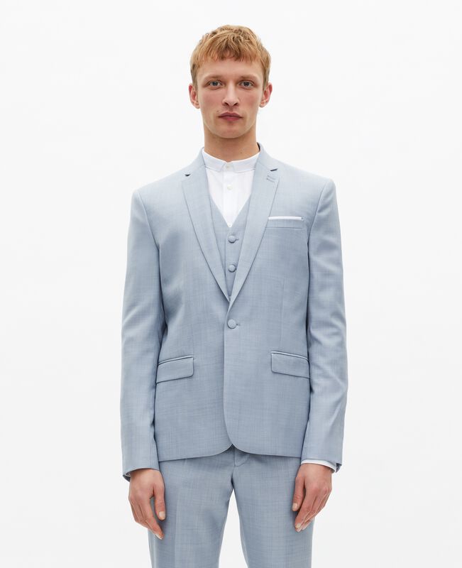 The Kooples HOMME BLUE veste de costume en laine coupe ajustée bleu
