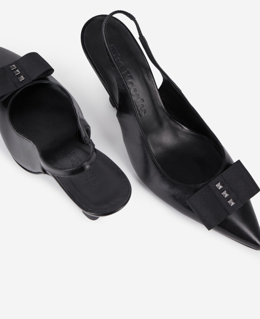 The Kooples WOMEN BLACK black leather slingback pumps