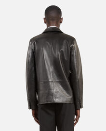 The Kooples HOMME BLACK veste en cuir à double boutonnage noire