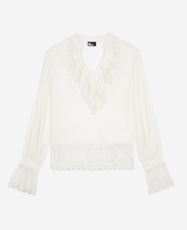 The Kooples FEMME ECRU blouse avec guipure écrue
