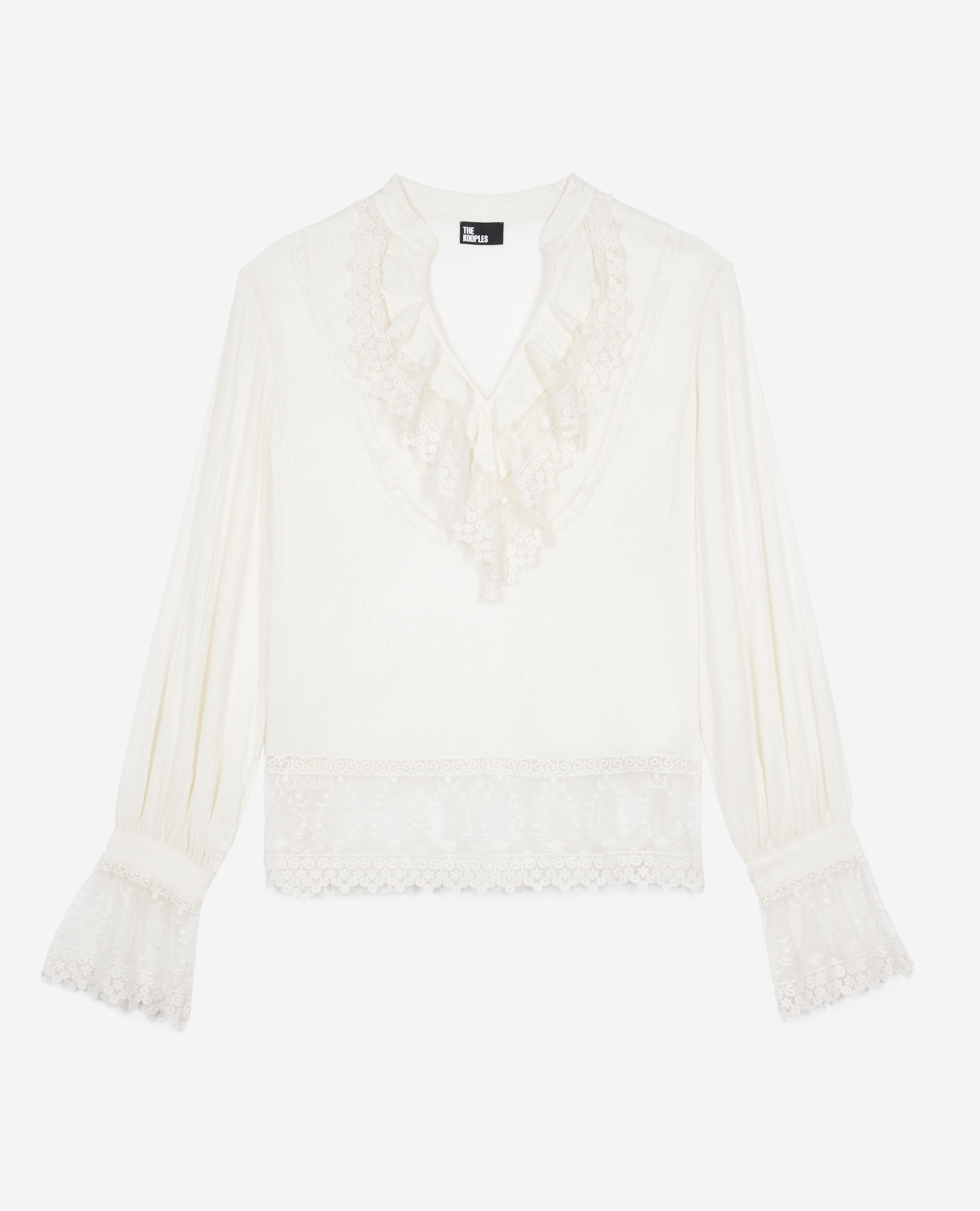 Blouse avec guipure écrue, ECRU, hi-res image number null