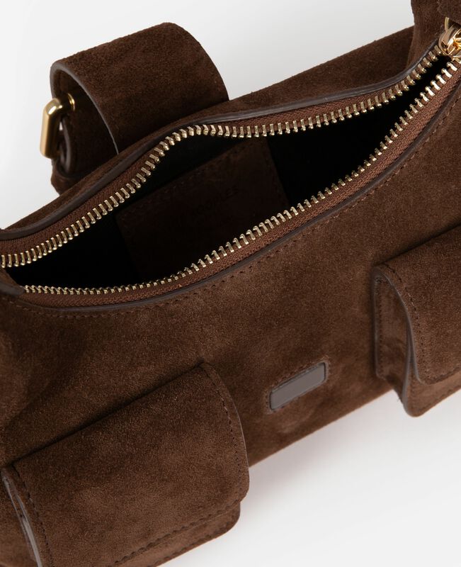 The Kooples FEMME CHOCOLATE sac amelia small en suède marron