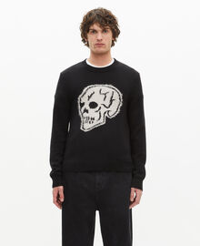 The Kooples HOMME BLACK-ECRU pull avec sérigraphie tête de mort noir