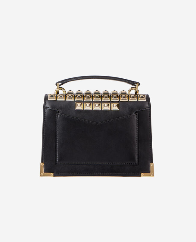 The Kooples FEMME BLACK sac emily small en cuir noir avec spikes 