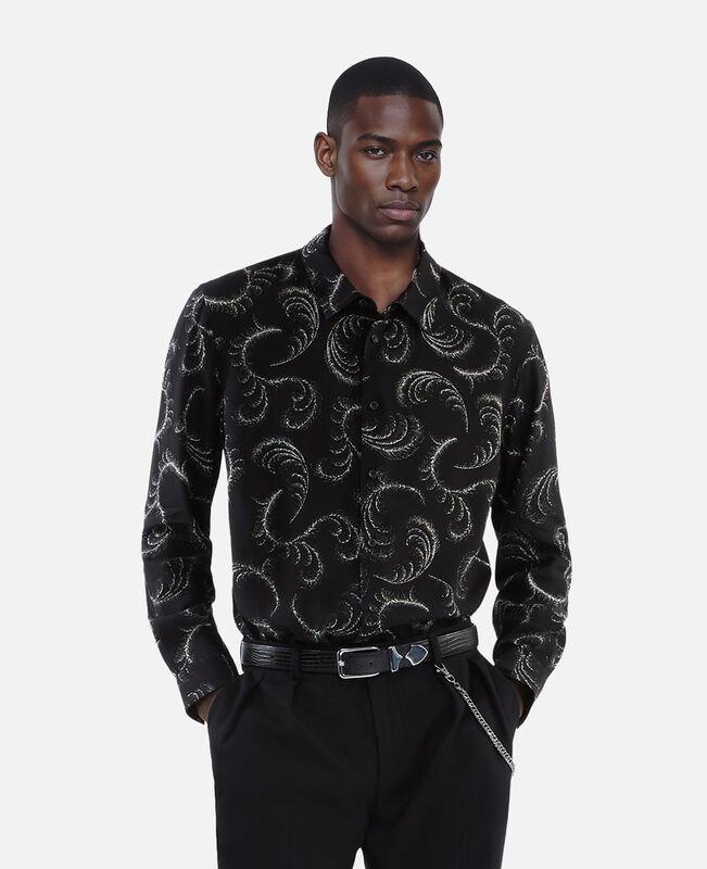 The Kooples HOMME BLACK WHITE chemise imprimé plumes