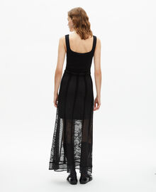 The Kooples FEMME BLACK robe longue en maille et dentelle noire