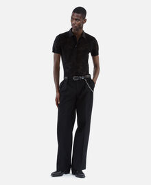 The Kooples HOMME BLACK polo en maille effet dentelle noir