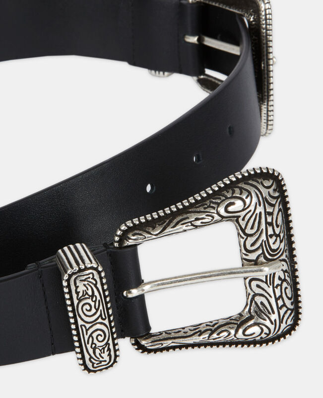 The Kooples FEMME BLACK ceinture large en cuir noire