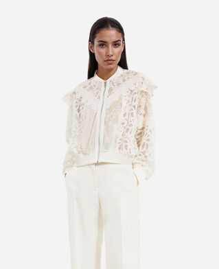 The Kooples FEMME ECRU veste à volants en dentelle écrue