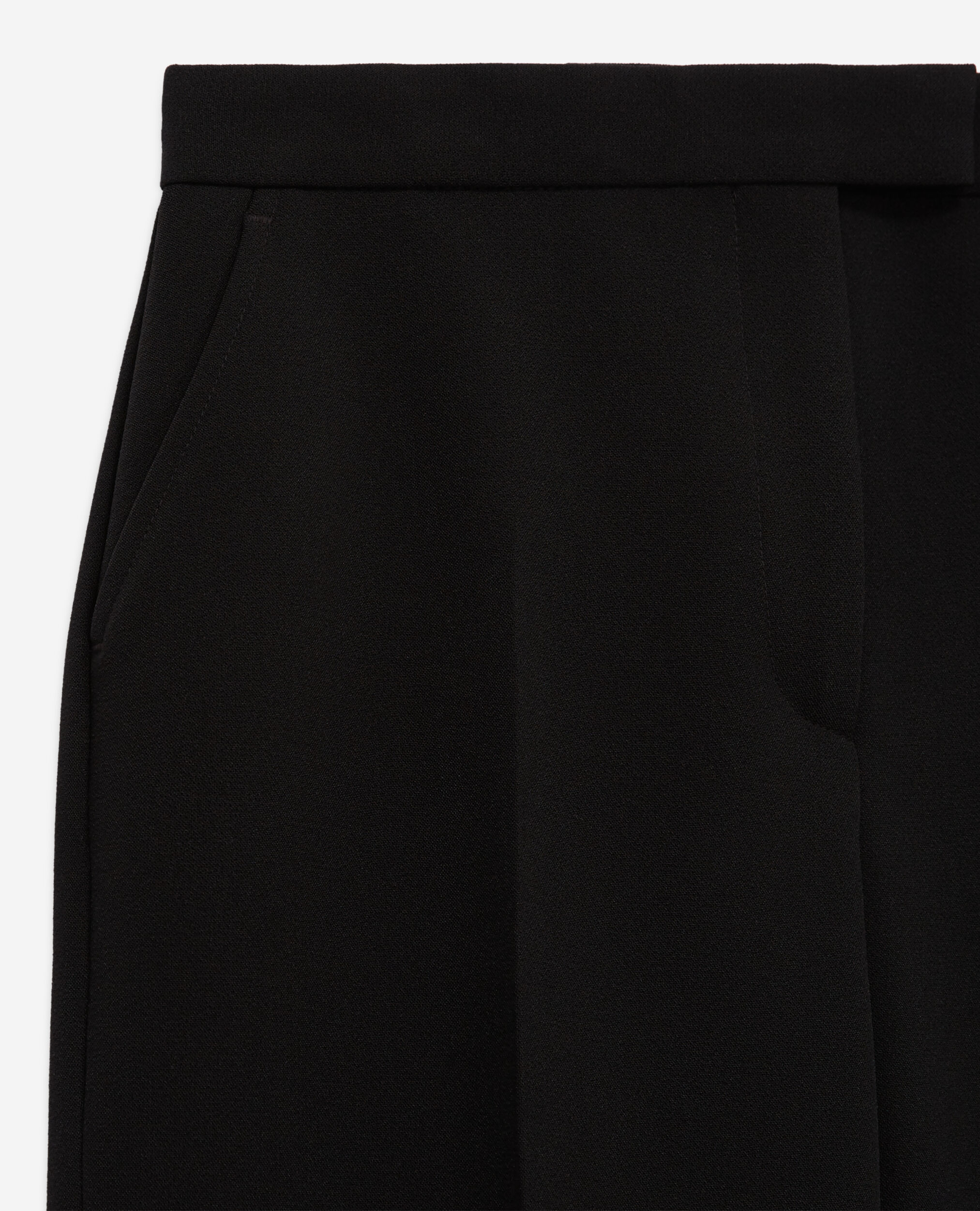 Pantalon tailleur en crêpe coupe droite noir, BLACK, hi-res image number null