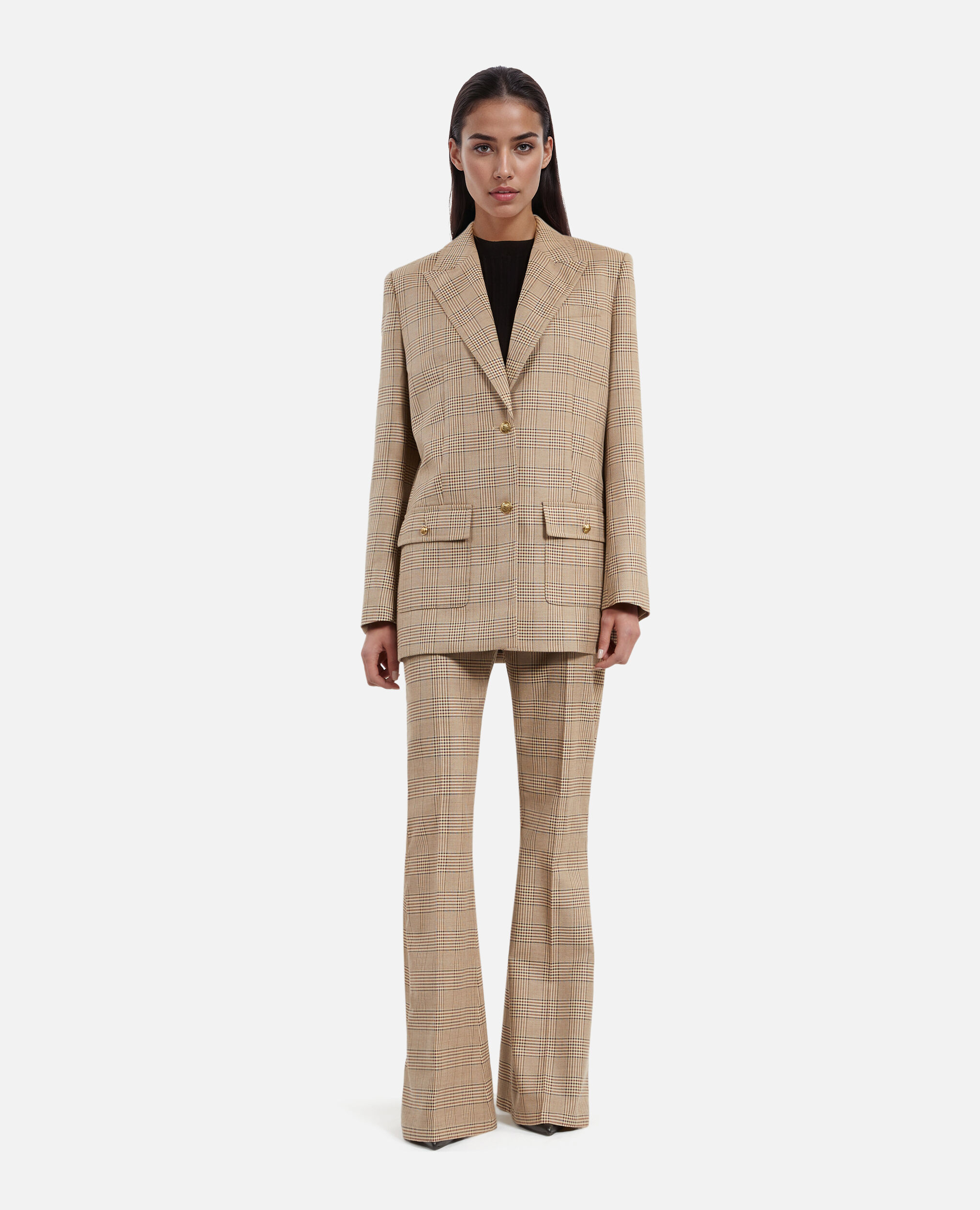 Veste tailleur en laine Prince de Galles beige, BEIGE-BROWN, hi-res image number null