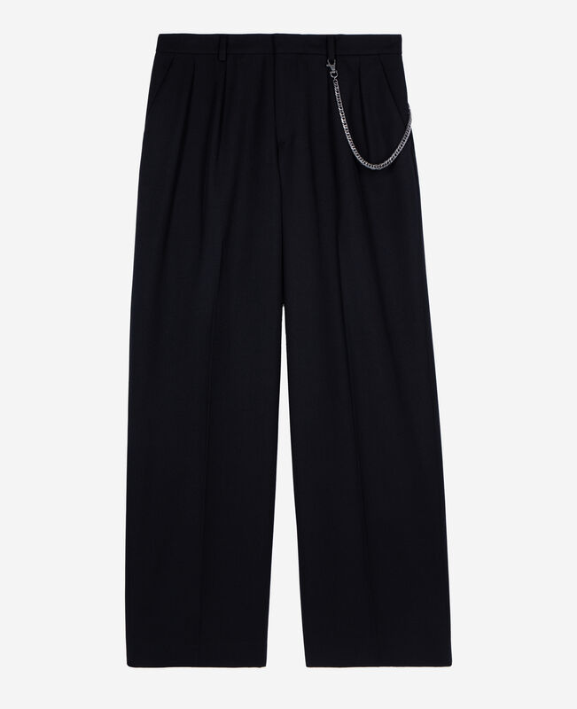 The Kooples HOMME BLACK pantalon en laine coupe large noir