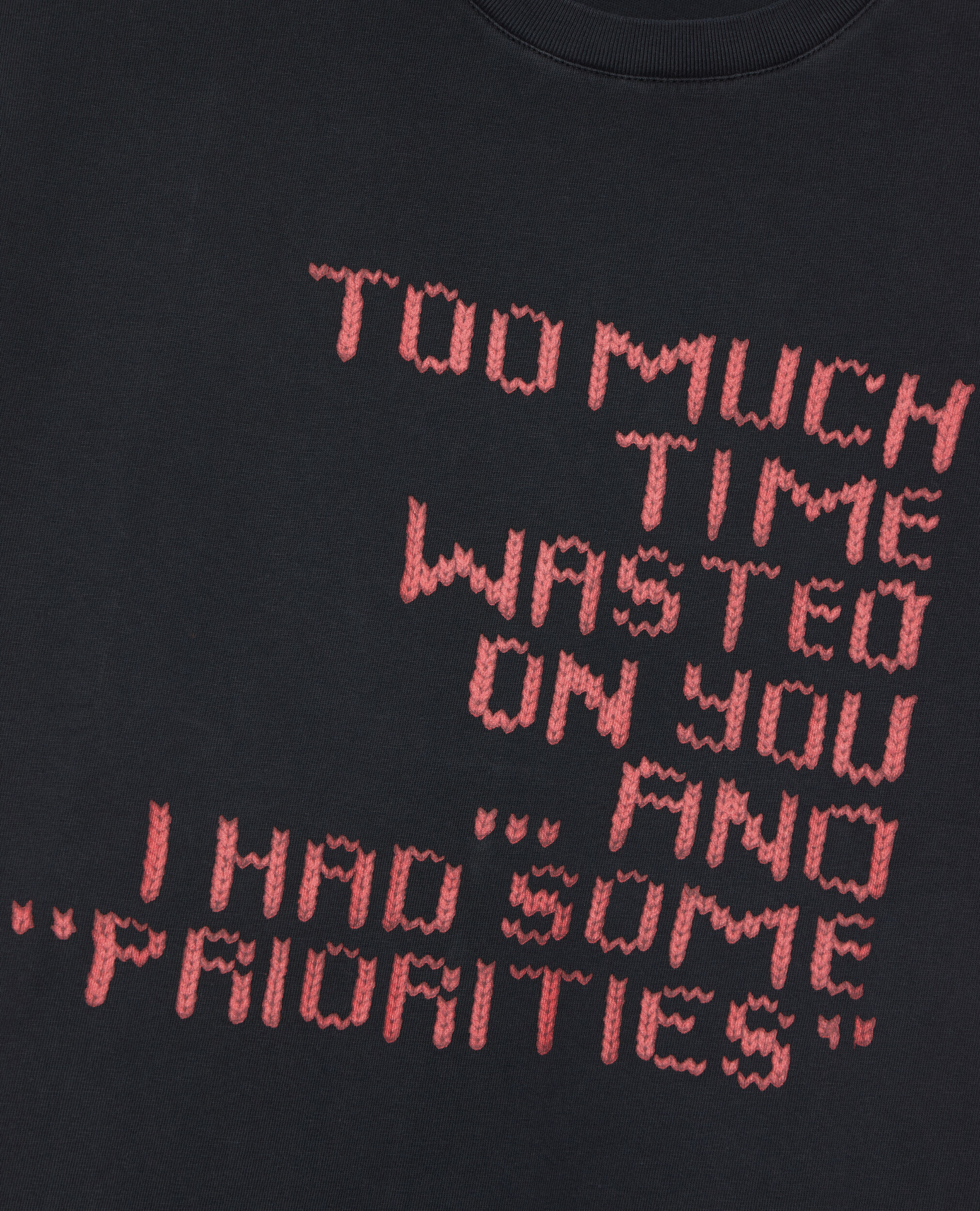 T-shirt avec sérigraphie effet tricot noir, BLACK WASHED, hi-res image number null