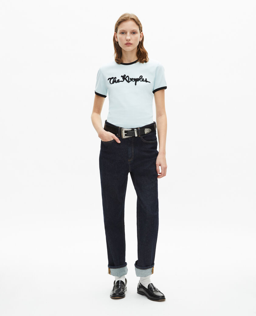 The Kooples DAMEN BABY BLUE t-shirt stickerei band hellblau