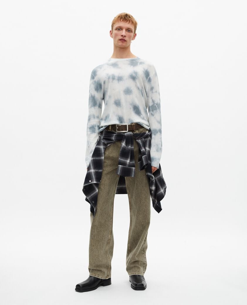 The Kooples HOMME LIGHT BLUE/WHITE pull en laine mérinos tie and dye bleu
