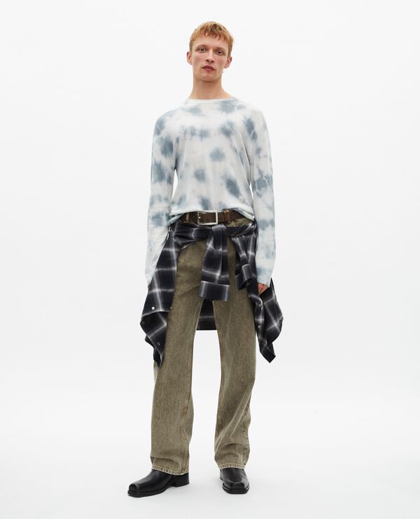 The Kooples HOMME LIGHT BLUE/WHITE pull en laine mérinos tie and dye bleu