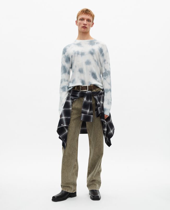 The Kooples HOMME LIGHT BLUE/WHITE pull en laine mérinos tie and dye bleu