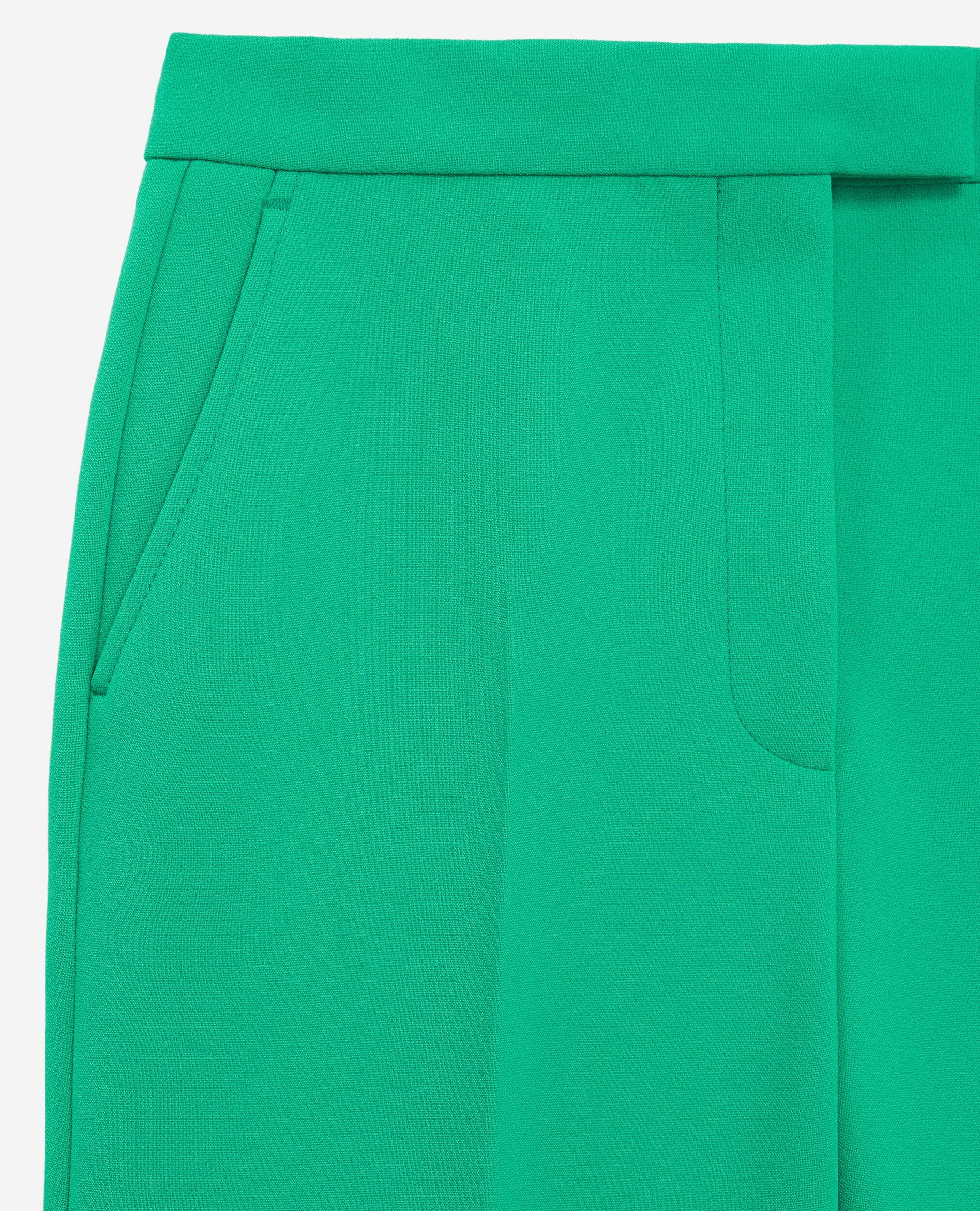 Pantalon tailleur vert en crêpe, GREEN, hi-res image number null