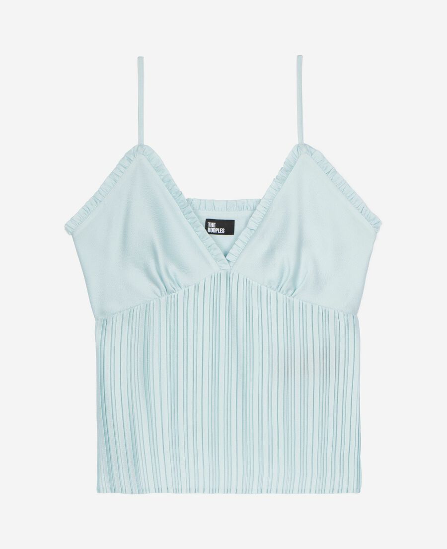 The Kooples FEMME BABY BLUE caraco plissé bleu
