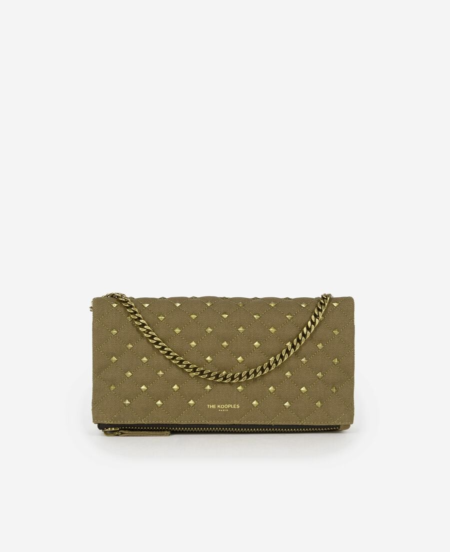 The Kooples MUJER KAKI bolso mano clásico pequeño lona caqui