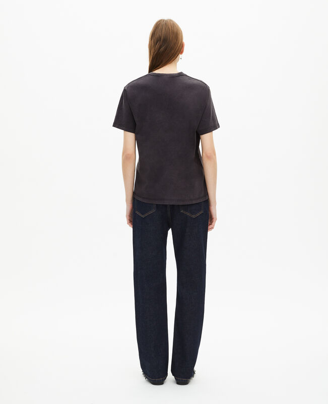 The Kooples FEMME BLACK WASHED t-shirt avec flocage cœur noir