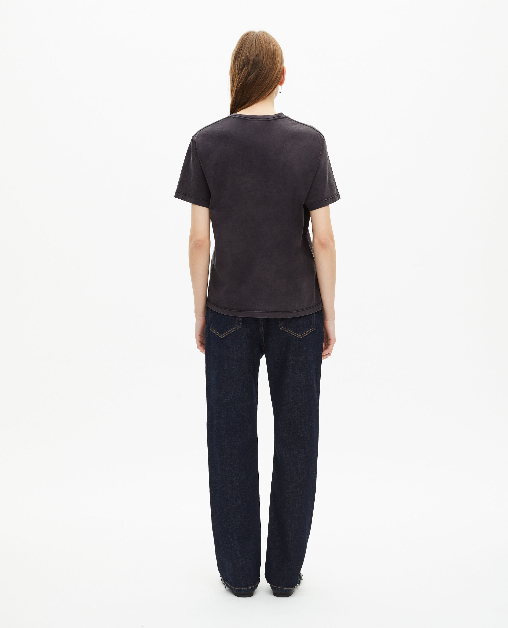 T-shirt avec flocage cœur noir, BLACK WASHED, hi-res image number null