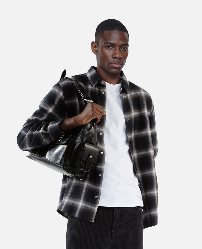The Kooples HOMME BLACK GREY WHITE chemise à carreaux noire