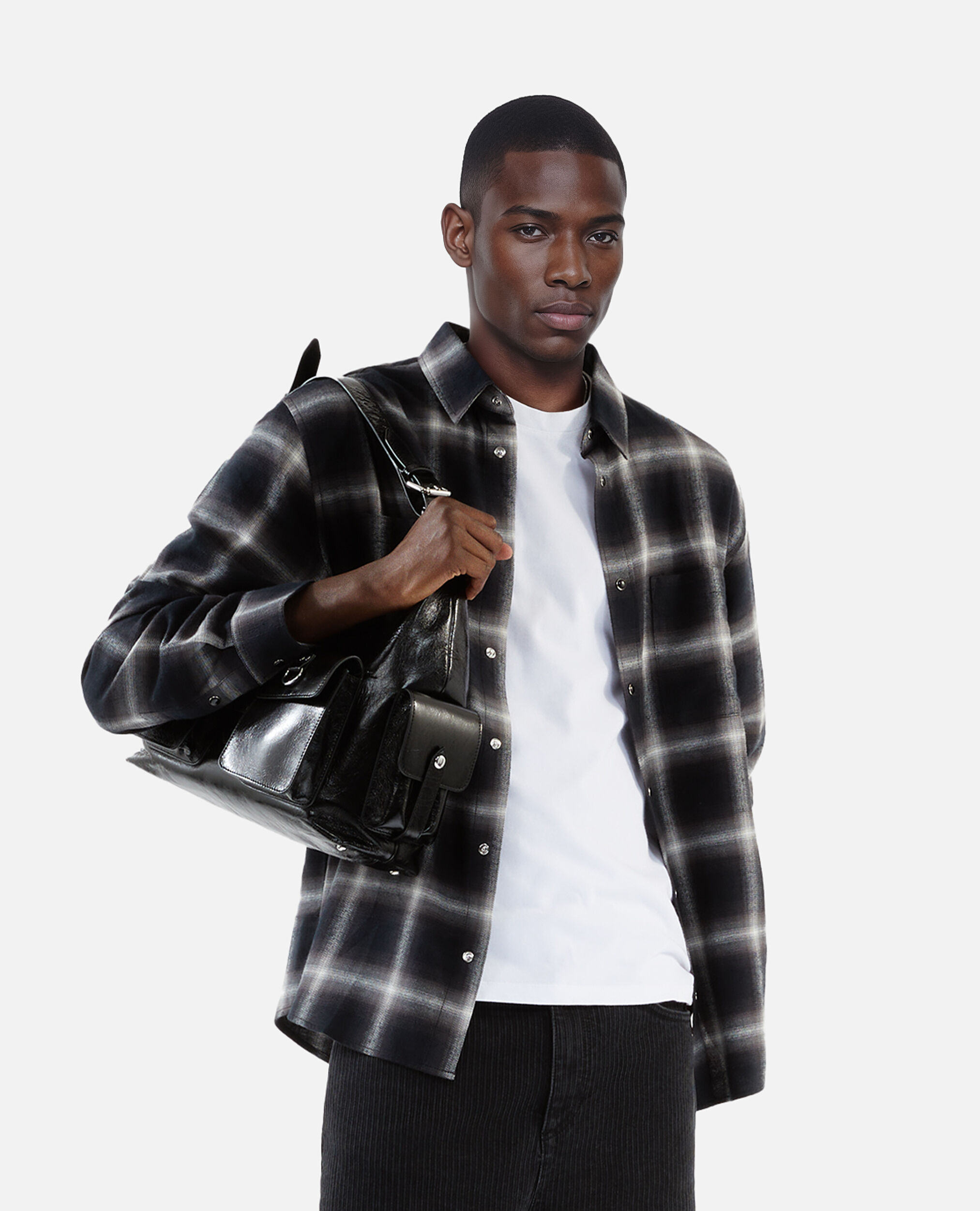 Chemise à carreaux noire, BLACK GREY WHITE, hi-res image number null
