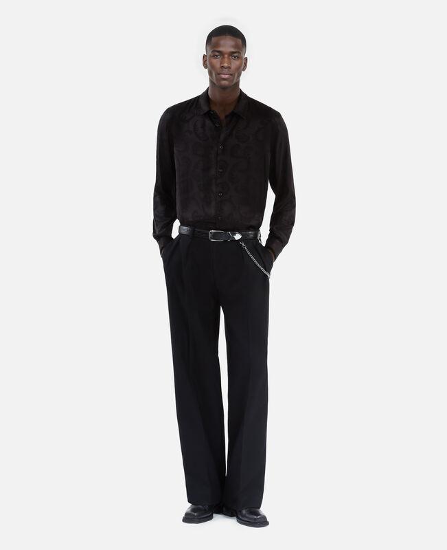 The Kooples HOMME BLACK chemise en jacquard imprimé plumes noire